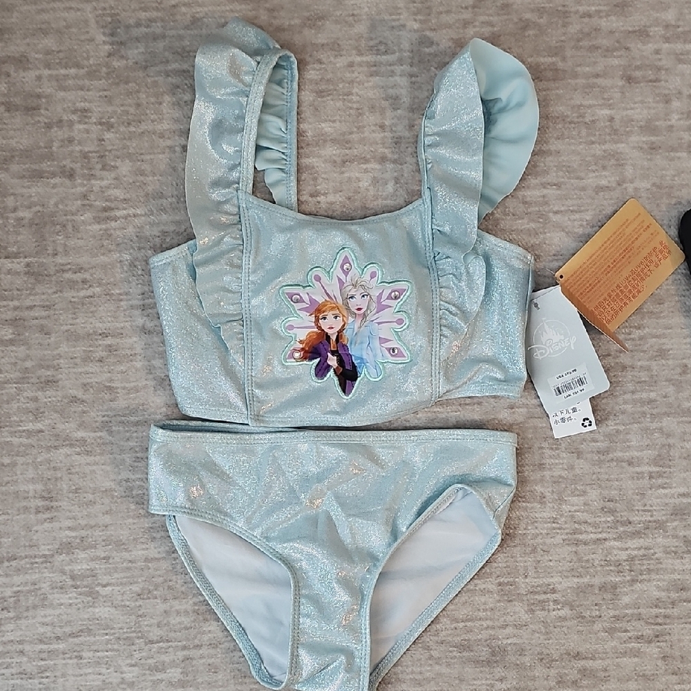 Disney Glittery Light Blue Swim Set